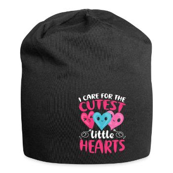 Je me soucie des petits cœurs les plus mignons - Bonnet en jersey - noir - Devant