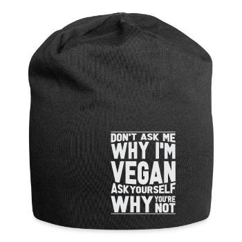 Vegan Fleischlos Tierlieb & Veganer - Jersey-Beanie - Schwarz - Vorne