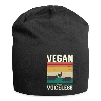 Vegan Fleischlos Tierlieb & Veganer - Jersey-Beanie - Schwarz - Vorne