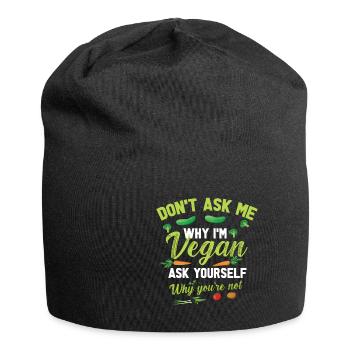 Vegan Fleischlos Tierlieb & Veganer - Jersey-Beanie - Schwarz - Vorne