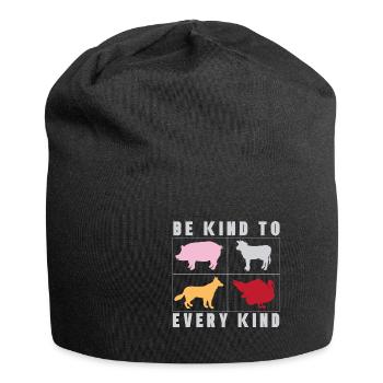 Vegan Fleischlos Tierlieb & Veganer - Jersey-Beanie - Schwarz - Vorne