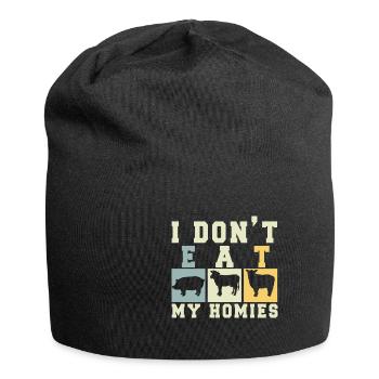 Vegan Fleischlos Tierlieb & Veganer - Jersey-Beanie - Schwarz - Vorne