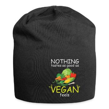 Vegan Fleischlos Tierlieb & Veganer - Jersey-Beanie - Schwarz - Vorne