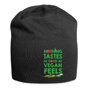 Vegan Fleischlos Tierlieb & Veganer - Jersey-Beanie - Schwarz - Vorne