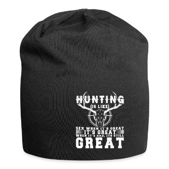 Jagen Jagdspruch & Jäger Geschenkidee - Jersey-Beanie - Schwarz - Vorne