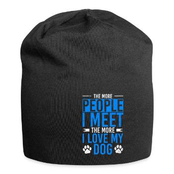 Plus je rencontre de gens, plus j’aime mon chien - Bonnet en jersey - noir - Devant