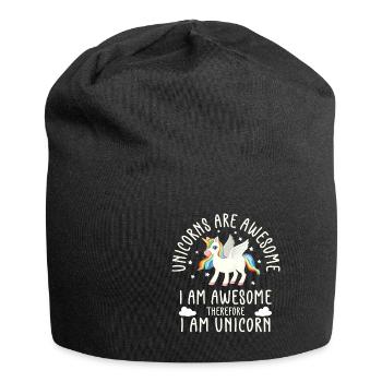 Lustiger Einhorn Spruch I Einhörner - Jersey-Beanie - Schwarz - Vorne