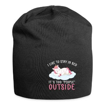 Lustiger Einhorn Spruch I Einhörner - Jersey-Beanie - Schwarz - Vorne