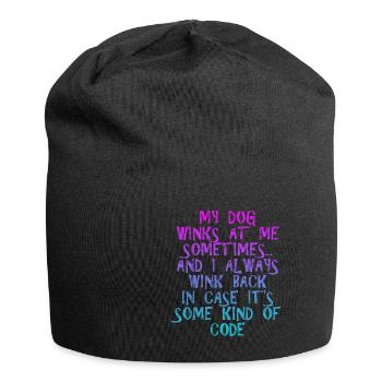 My Dog Winks At Me Sometimes 3 - Jersey-Beanie - Schwarz - Vorne