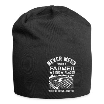 Lustiger Landwirt Spruch mit Traktor - Jersey-Beanie - Schwarz - Vorne
