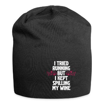 I Tried Running But I Kept Spilling My Wine - Jersey Beanie - black - Front