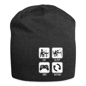 Gamer Geschenk Gaming Spruch für Zocker - Jersey-Beanie - Anthrazit - Vorne