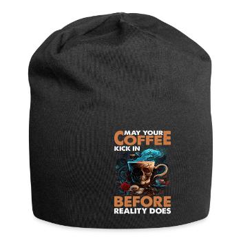 May Your Coffee Kick In Before Reality Does 57 - Jersey Beanie - black - Front