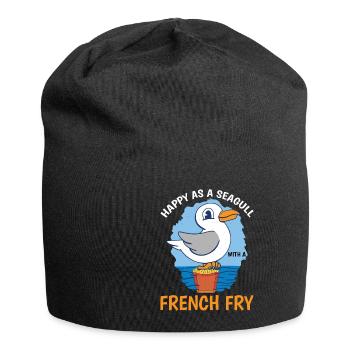 Happy As A Seagull With A French Fry 3 - Jersey Beanie - black - Front