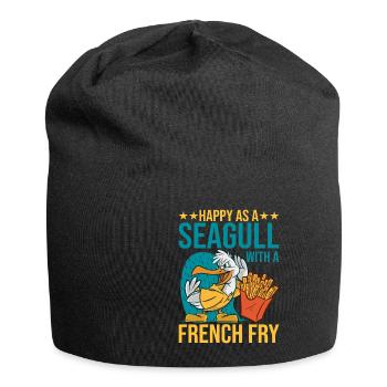 Happy As A Seagull With A French Fry 2 - Jersey Beanie - black - Front
