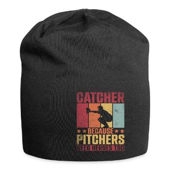 Catcher Because Pitchers Need Heroes Too - Jersey-Beanie - Schwarz - Vorne