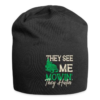 Rasenmäh Motiv I Rasenmäher für Gärtner - Jersey-Beanie - Schwarz - Vorne
