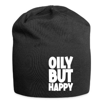 Oily But Happy - Jersey-Beanie - Schwarz - Vorne