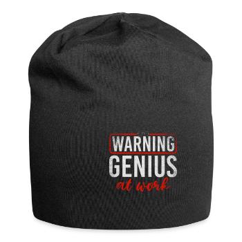 Warning Genius At Work - Jersey Beanie - black - Front