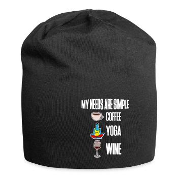 My Needs Are Simple, Coffee Yoga Wine 4 - Jersey-Beanie - Schwarz - Vorne