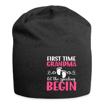 First Time Grandma Let The Spoiling Begin - Jersey-Beanie - Schwarz - Vorne