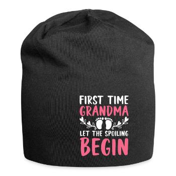 First Time Grandma Let The Spoiling Begin - Jersey-Beanie - Schwarz - Vorne