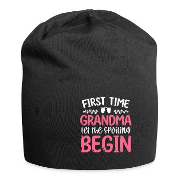 First Time Grandma Let The Spoiling Begin - Jersey-Beanie - Schwarz - Vorne