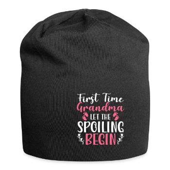 First Time Grandma Let The Spoiling Begin - Jersey-Beanie - Schwarz - Vorne