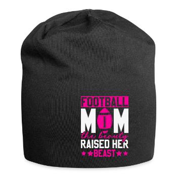 Football Mom The Beauty Raised Her Beast - Jersey-Beanie - Schwarz - Vorne