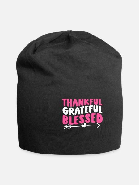 Thankful Grateful - Jersey-Beanie - Schwarz