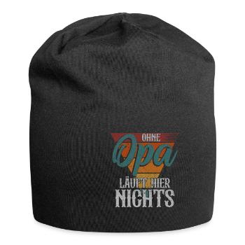 Ohne Opa Läuft Hier Nichts Großvater Vatertag - Jersey-Beanie - Schwarz - Vorne