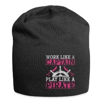Work Like A Captain Play Like A Pirate - Jersey Beanie - black - Front