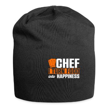 Chef Je transforme la nourriture en bonheur - Bonnet en jersey - noir - Devant