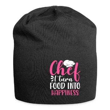 Chef Je transforme la nourriture en bonheur - Bonnet en jersey - noir - Devant