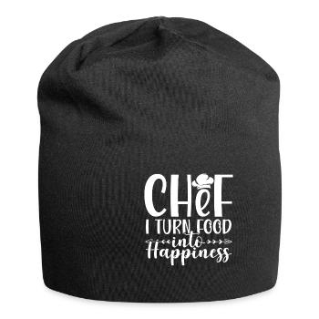 Chef Je transforme la nourriture en bonheur - Bonnet en jersey - noir - Devant