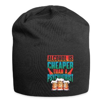 Alcohol Is Cheaper Than A Psychiatrist - Jersey Beanie - black - Front
