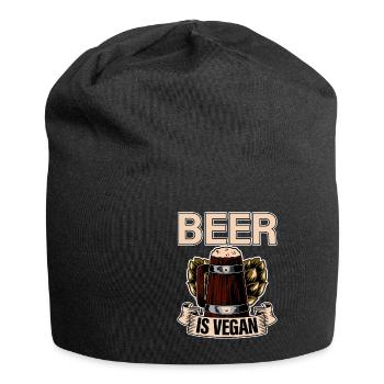 La bière est végétalienne 2 - Bonnet en jersey - noir - Devant