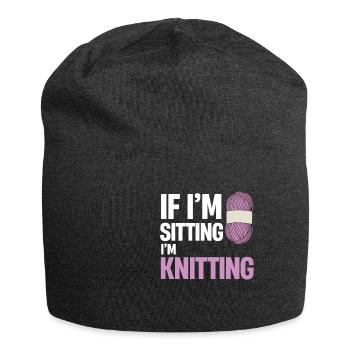 Wenn Ich Sitze, Stricke Ich, Häkele, Schneide, - Jersey-Beanie - Anthrazit - Vorne