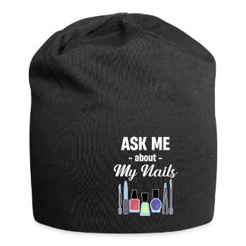 Fragen Sie Mich Nach Meinen Nägeln Maniküre - Jersey-Beanie - Schwarz - Vorne