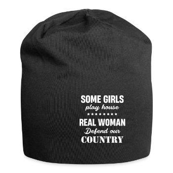 Einige Mädchen Spielen Haus Echte Frauen - Jersey-Beanie - Schwarz - Vorne