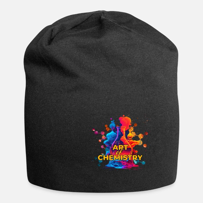 Chemistry Molecule Flask Science Color Splash - Jersey Beanie - black