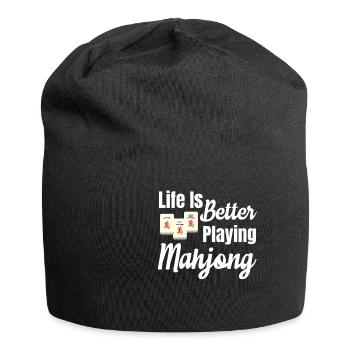 Das Leben Ist Besser Beim Spielen Von - Jersey-Beanie - Schwarz - Vorne