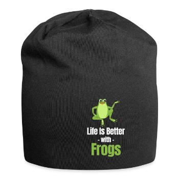 La vie est plus belle avec les grenouilles, - Bonnet en jersey - noir - Devant