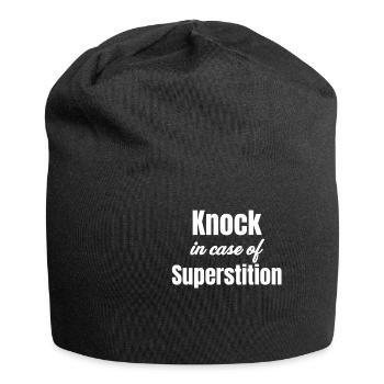 Klopfen Bei Aberglauben Lustiges Unglück Okkult - Jersey-Beanie - Schwarz - Vorne