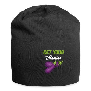 Aub Holen Sie Sich Ihre Vitamine Aubergine Aubergi - Jersey-Beanie - Schwarz - Vorne