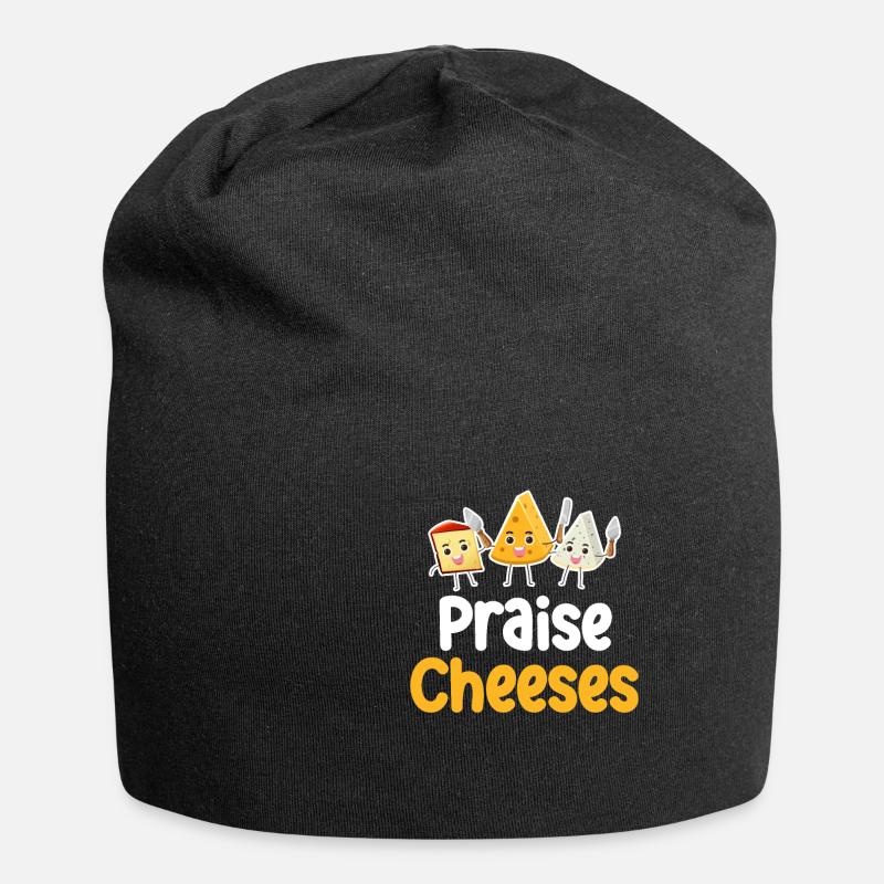 Worship Cheese Puns Cheddar Mozzarella - Jersey Beanie - black
