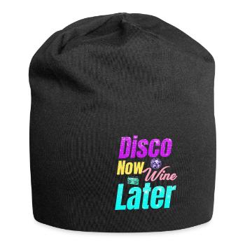 Disco Now Wine Later Classic Groovy Vintage - Jersey-Beanie - Schwarz - Vorne