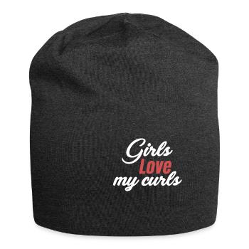 Mädchen Lieben Meine Locken Lustige Lockige Haare - Jersey-Beanie - Anthrazit - Vorne