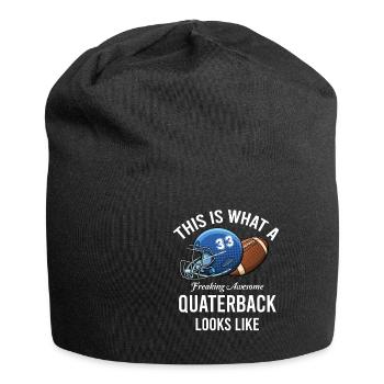So Sieht Ein Verdammt Geiler Quarterback Aus - Jersey-Beanie - Schwarz - Vorne