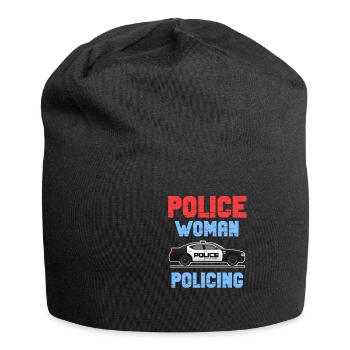 Polizistin, Die Weibliche Polizisten Polizei, - Jersey-Beanie - Schwarz - Vorne